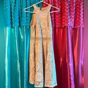 blush and cream formal dress